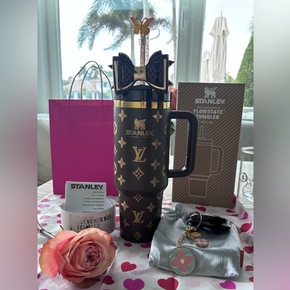 Stanley Accessories - Stanley Dark Brown Tumbler with Gold Details